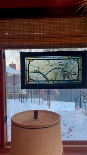 Decorate your home with Black Forest Decor's Winter Chickadee Stained Glass Art. See how @cozyandcalmliving styles hers. Shop our cabin decor via the link in our bio. #blackforestdecor #rusticfurniture #rusticdecor #cabindecor #cabinlife #rusticbedroom #cabinfurniture #rusticlighting #rusticrugs #arearugs #cabinliving | Black Forest Decor