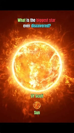 What is the biggest star ever discovered? The biggest star ever discovered is UY Scuti, a red supergiant located about 9,500 light-years away in the constellation Scutum. This supermassive star is so enormous, it defies everyday imagination. If you placed UY Scuti at the center of our solar system, its surface would extend past the orbit of Jupiter, engulfing Mercury, Venus, Earth, Mars, and even the asteroid belt. UY Scuti has a radius roughly 1,700 times greater than the Sun’s, making it the l