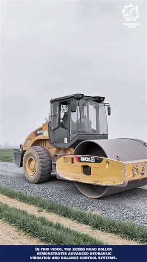 Heavy machinery compacting gravel for high-quality road foundation #satisfying #shorts