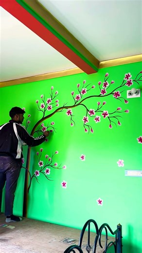 simple tree wall design part -6 #rangchobi_wallart