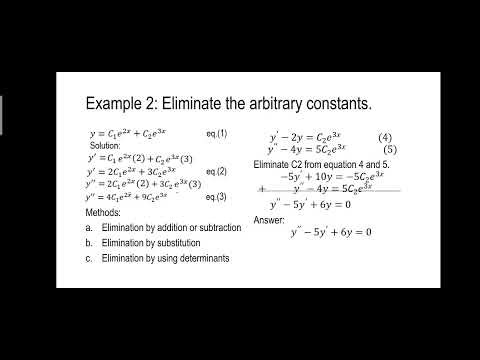 Differential Equations | Elimination of Arbitrary Constants | Example 2