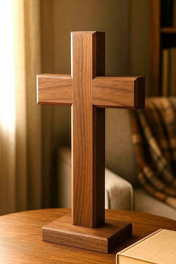 Solid Walnut Cross | Wooden Cross | Wood Cross | Wall Cross | Catholic Gift | Pedestal Cross | Tabletop Cross | Easter Cross - Etsy