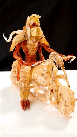 Check out this lobster shell Robocop! A talented hobbyist in China recreated Robocop using lobster shells! Putting on his armor and riding his motorcycle, he's totally killing it! #FunChina #Art #Happy #Foryou #LaborDay #YouthDay | China Plus Culture