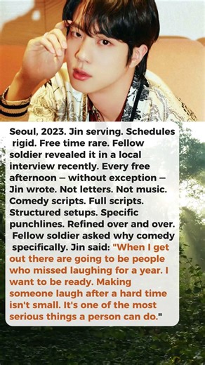 Jin Spent Every Single Free Afternoon During Military Service Writing Comedy Scripts