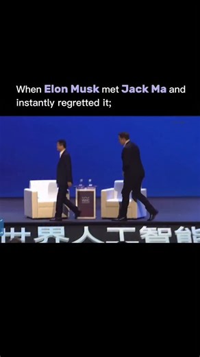 SOURCE OF ENTREPRENEURS on Instagram: "Elon Musk and Jack Ma met onstage at the 2019 World Artificial Intelligence Conference in Shanghai for a 45-minute discussion on Al, space exploration, and humanity's future, which quickly turned awkward and tense, spawning viral clips claiming Musk "instantly regretted" it. Jack Ma kicked off with a jab, rejecting "Artificial Intelligence" in favor of "Alibaba Intelligence," leaving Musk momentarily stunned as he muttered, "Yeah. Might end up being true." 
