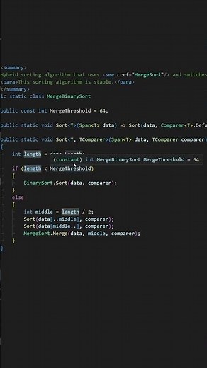 Merge Binary Sort Hybrid Explained #coding #programming #csharp #unity #sortingalgorithms
