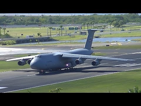C-5 Galaxy OLD Engines SCREAMING LOUD Takeoffs from San Juan (SJU), Puerto Rico!