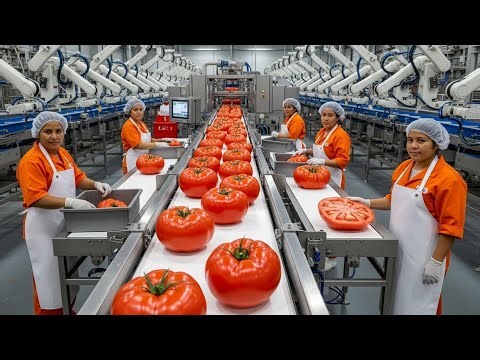 Tomato Juice Production Process in a Modern Factory