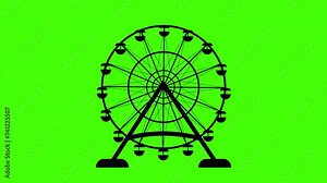 animated ferris wheel rotating ferris wheel funfair festival entertainment people alpha 4k looping green screen