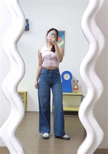 Lo wajib tau 2 baggy loose jeans super enteng, nyaman buat daily😍 ft. UNDER AGE 444, PLAYDATE 653 - TB/BB 165/50 #jiniso #jinisoemangkeren #baggyjeans #highwaist #jadikeren