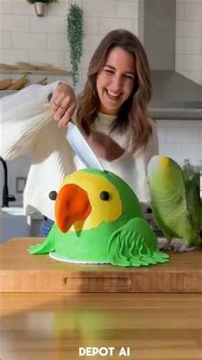 Hilarious Parrot Reacts to Realistic Parrot Cake