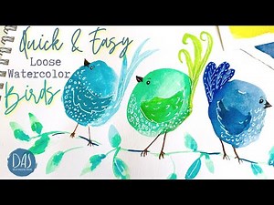 How I Paint Cute Colorful Birds - Quick and Easy Loose Watercolor Tutorial for Beginners