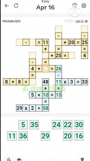 16 April 2025 Cross Math Daily Challenge answer & how to solve @ZpuzzleZ