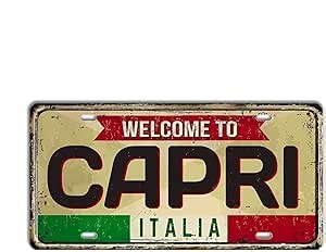 Italy License Plate • Italian City Comune Province Tin Sign • Euro Trip Landmark Metal Print • Travel Souvenir Shabby Chic Wall Decor Gift 1-Capri