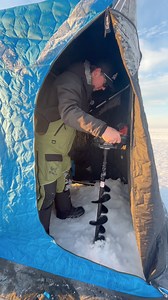 Here is one way Tom from the Clam Marketing Team sets up shop in a Yukon XT Thermal. 🧊 Plenty of room for 1-2 anglers and a few more holes if need be! 🎣 #ClamOutdoors #TheIceAwaits #YukonXTThermal #FishTrap | Clam Outdoors