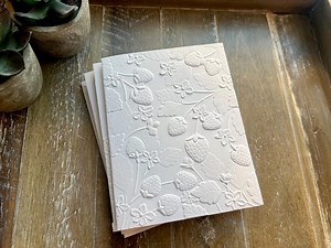 Embossed Note Cards: Strawberry Cards, Strawberry Greeting Cards, Blank Inside, Boxed Greeting Cards, Strawberries - Etsy