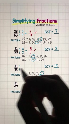 Simplifying Fractions Using the GCF Method