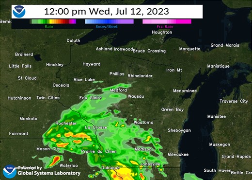 Latest model runs/current radar continues to show an area of light to moderate rain across southwestern Wisconsin, that will overspread areas south of highway 29 by late morning into the early afternoon hours. A rumble of thunder is possible. Areas that receive the rain should see from 0.10"-0.25" of an inch by late afternoon. | US National Weather Service Green Bay Wisconsin