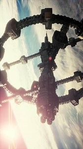 Unidentified alien spaceship flying near Earth , vertical