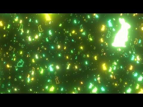 Flying Through Easter Bunny April Spring Neon Green Glowing Shapes 4K Background VJ Video Effect