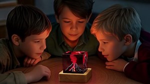 Volcano Lamp Night Light for Kids Adults - Red Glowing Resin Volcanic Eruption Decor with LED Wooden Base, USB Powered Mood Lighting for Bedroom Office, Unique Xmas Birthday Gifts Home Science Decor