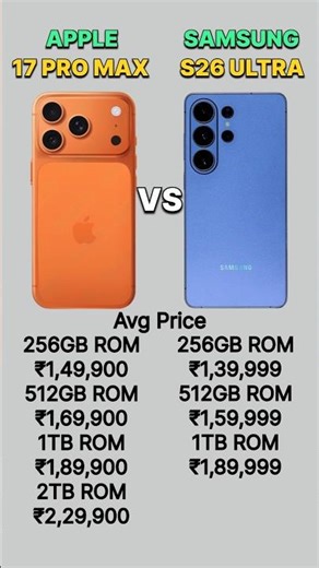 Apple iphone 17pro max vs Samsung S26 ultra comparison #apple #iphone17promax #samsungs26ultra