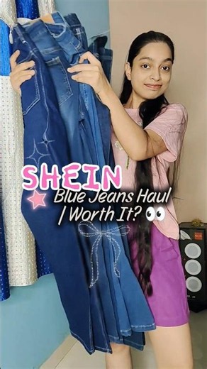 SHEIN Blue jeans Haul worth it?👀 / Perfect Fit? 💙#jeanshaul #youtubeshorts #sheinhaul