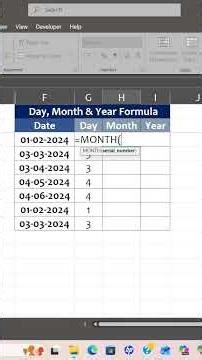 Extract Day Month Year in Excel 🔥 #excel #exceltips
