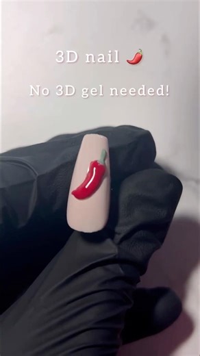 3D Chili nail art | Easy nail design using rubber base 🌶️💅 #nailart #shorts