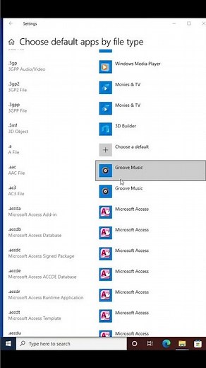 How to chose default apps by file type in windows10