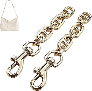 Purse Strap Extender 2Pcs 4.7 Inch Bag Extender Chain for Shoulder Bag Metal Chain Strap Extender Replacement Bag Extender Accessory (2 Pieces Shiny Gold)
