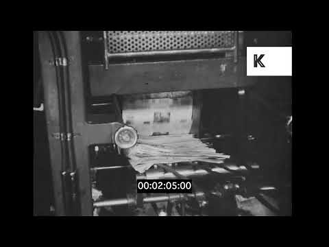 1930s London, Printing Press, Newspaper Production, Broadsheets, 35mm