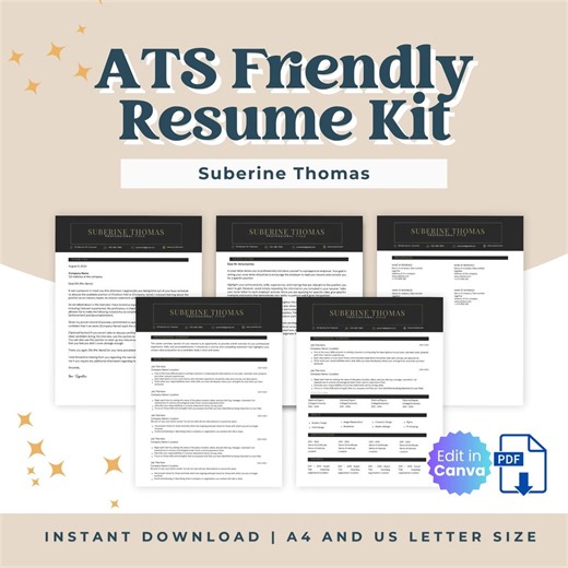 Ats-friendly Resume Template - Clean, Modern Black and Gold Design - Etsy
