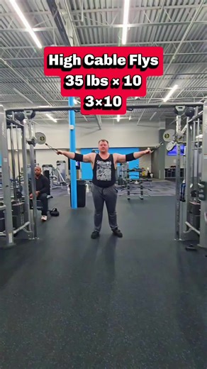 Week 16: Push Day Exercise 3: High Cable Flys 35 lbs × 10 3×10 #pushdayworkout #cablefly #workoutroutine