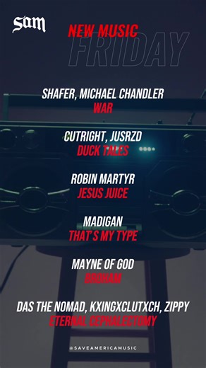 NEW MUSIC FRIDAY‼️ 1/09/26 Releases: @Shafer , @mia2sav WAR @Cutright , @jusrzd_thefreesoul DUCK TALES @RealRobinMartyr JESUS JUICE @Madigan THAT’S MY TYPE @MAYNE of God BROHAM @Dasthenomad , @KXING XCLUTXCH , @zippy_isaac ETERNAL CEPHALECTOMY Check out these songs and more on our new January playlist. Link in our Instagram bio❗️ #saveamericamusic #newmusicfriday #januaryreleases