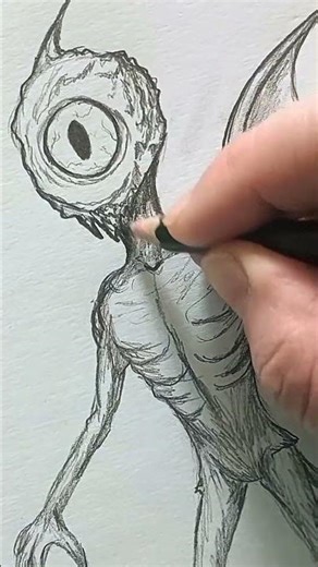Cute Creepy One-Eyed Monster Drawing ✏️👁️ | Horror Fantasy Art #drawing #draw #creepy #cute #horror