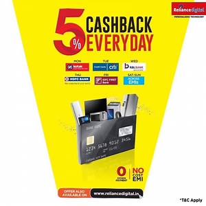 We all enjoy something extra! Get extra 5% cashback on all your purchases only at Reliance Digital! #CashbackEveryday! T&C Apply. | Reliance Digital
