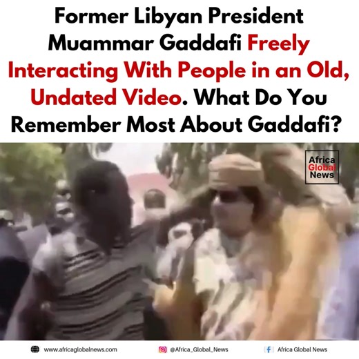 An old, undated video shows former Libyan leader Muammar Gaddafi freely interacting with people, a side of him many rarely saw in official broadcasts. Decades later, his legacy continues to divide opinion across Africa and beyond. What do you remember most about Gaddafi? #AfricaGlobalNews #Libya #AfricanHistory #MuammarGaddafi #AfricaDebate | Africa Global News