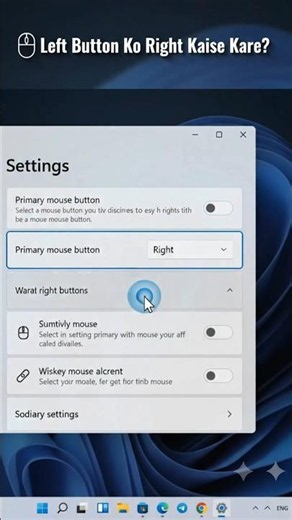 Mouse Ka Left Button Right Kaise Kare? Hidden Windows Setting