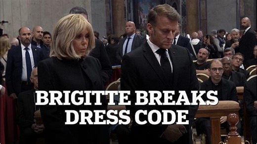 First Lady Brigitte Macron deviates from Pope's funeral dress code
