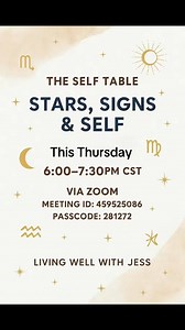 🌟✨ Zodiac Edition — The Self Table this Thursday! ✨🌟 We’re journaling through the stars, the signs, and the real reason why your text messages might sound dry but you swear you care. 😂 This ain’t just for fun — it’s for reflection. 🔮 How does your sign affect your love life? 🌕 Do you believe what they say about your zodiac? 🧿 What do you love and lowkey hate about being you? Come with your pen, your favorite drink, and your sign’s energy. Bring the Leo drama, Virgo precision, or Pisces sof