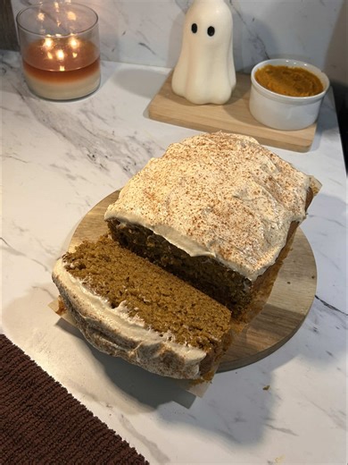 Soft Pumpkin Bread with Maple Cream Cheese Frosting