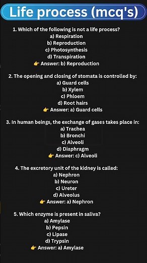 "Life Processes Class 10 | Most Important MCQs for Board Exams 2025" #class10science #mcqclass10