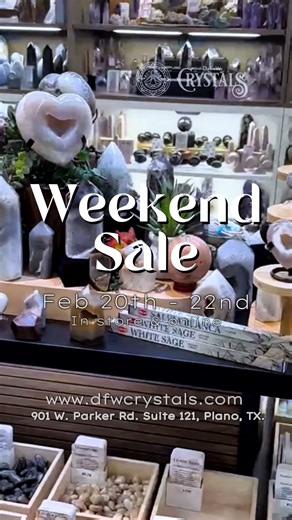 Reignite your spark and create from a place of passion ✨ Featuring Garnet, Druzy Agate, Orange Calcite, Peach Moonstone, Incense, Sage, Abalone Shells, and Singing Bowls (excludes crystal bowls). Perfect for inspiration, creative flow, and energizing your space and intentions 🔥 Sale: Feb 20–22 📍901 W Parker Rd. Suite 121, Plano, TX. 🌐 www.dfwcrystals.com | DFW Crystals