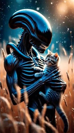 Alien and cat #alien #xenomorph #cat #shorts