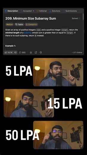 Anshul Lokwani on Instagram: "LC 209. Minimum size subarray sum"