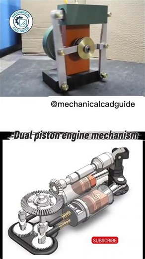 Dual piston engine mechanism #automobile #autocadblocks #viral #machine #foryou #machinedesign