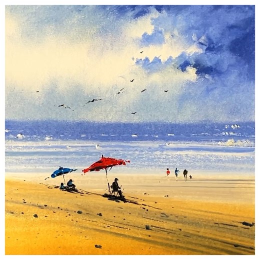 Beautiful seascape drawing using oil pastels for beginner | Morning Drizzle