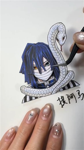 Anime Paper Art ✨ Snake-Inspired Character Drawing | Satisfying DIY #AnimeArt #PaperArt