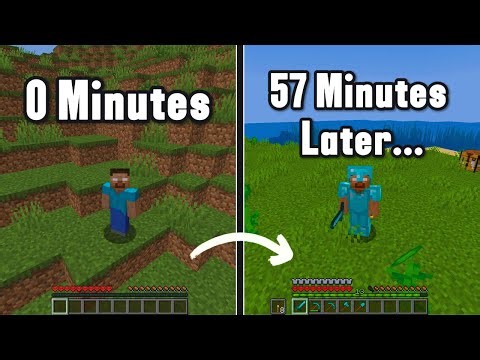 Full Diamond Armor in 57 Minutes (Minecraft Hardcore)